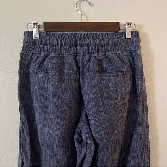 Athleta Women's Cabo Linen Textured Wide Leg Blue Stripe Pull On Pants Blue 0 - Picture 10 of 14